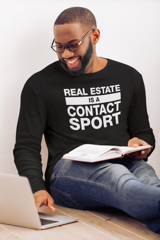 Real Estate is a Contact Sport - Men's Long Sleeve Shirt-Men's Long Sleeve T-Shirt | Next Level 3061-Black N Married