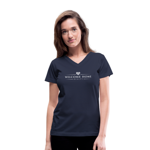 Welcome Home Realty Women's V-Neck T-Shirt-Women's V-Neck T-Shirt | LAT 3507-Black N Married